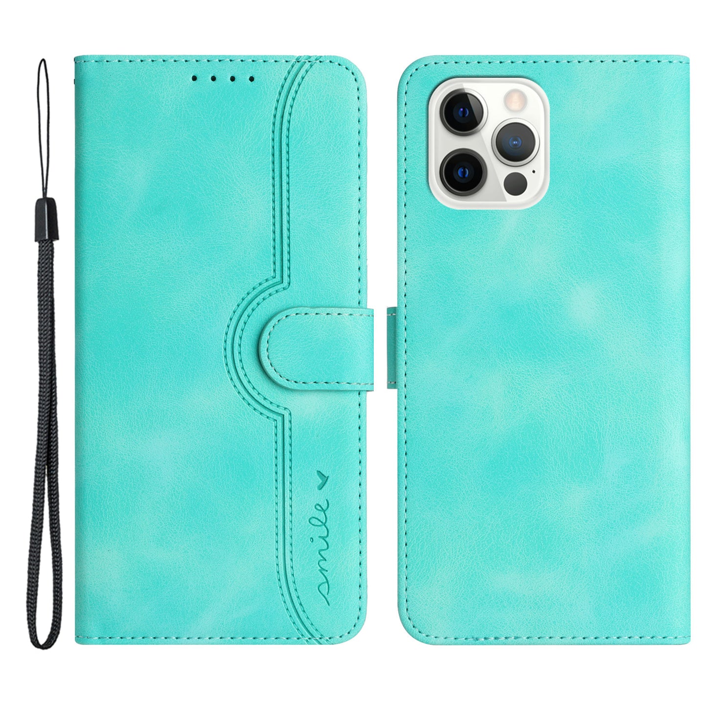 YX003 For iPhone 14 Pro Max Imprinted Smile Pattern Phone Case PU Leather Wallet Stand Cover