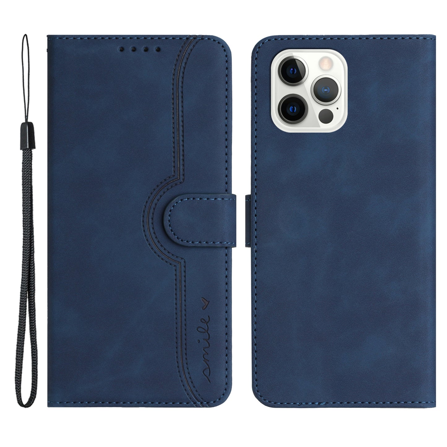 YX003 For iPhone 14 Pro Max Imprinted Smile Pattern Phone Case PU Leather Wallet Stand Cover