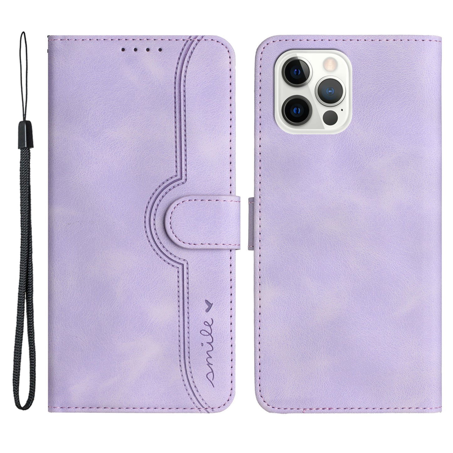 YX003 For iPhone 14 Pro Imprinted Smile Pattern PU Leather Cover Wallet Stand Cell Phone Case