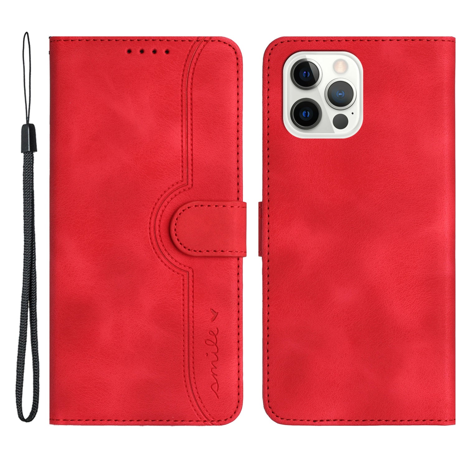 YX003 For iPhone 14 Pro Imprinted Smile Pattern PU Leather Cover Wallet Stand Cell Phone Case