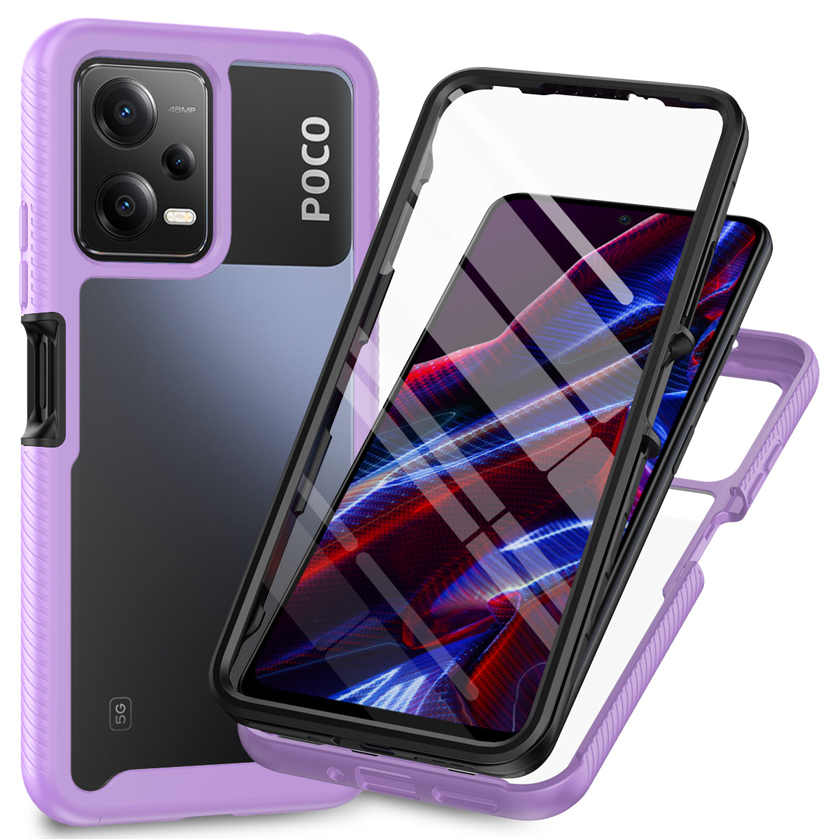 PC + TPU Phone Case for Xiaomi Redmi Note 12 5G (China) / (India) / (Global) / Poco X5 5G , Full Protection Cover with PET Film