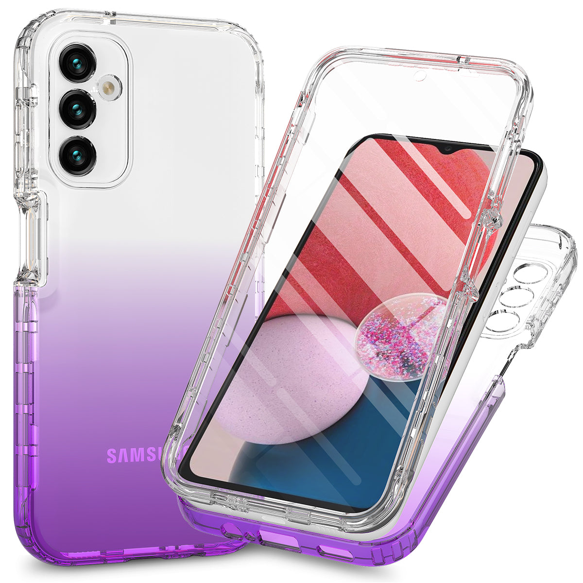 For Samsung Galaxy A24 4G Phone Case Gradient Color PC TPU Cell Phone Case with PET Screen Protector