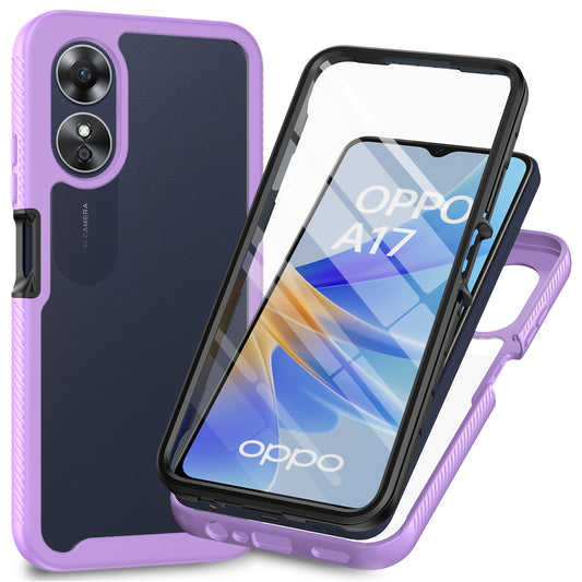 For Oppo A17 4G Shockproof PC+TPU Phone Case Transparent Phone Cover with PET Screen Protector