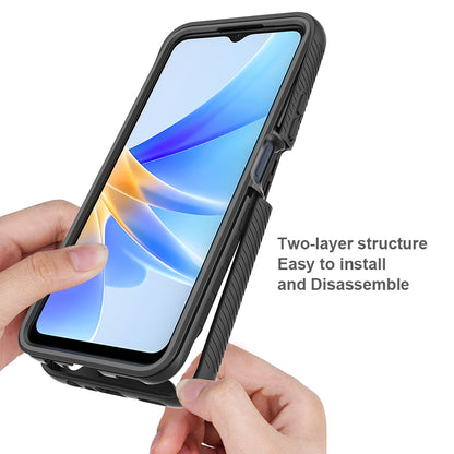 For Oppo A17 4G Shockproof PC+TPU Phone Case Transparent Phone Cover with PET Screen Protector