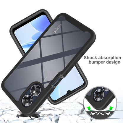 For Oppo A17 4G Shockproof PC+TPU Phone Case Transparent Phone Cover with PET Screen Protector