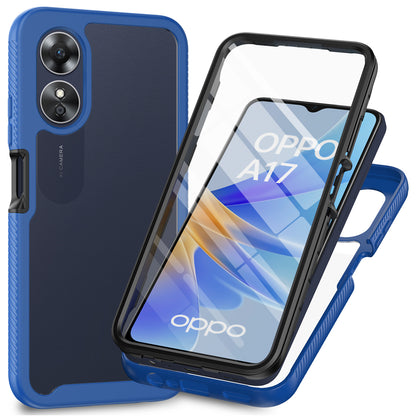 For Oppo A17 4G Shockproof PC+TPU Phone Case Transparent Phone Cover with PET Screen Protector