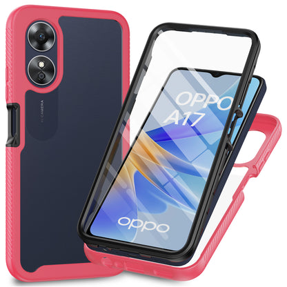 For Oppo A17 4G Shockproof PC+TPU Phone Case Transparent Phone Cover with PET Screen Protector