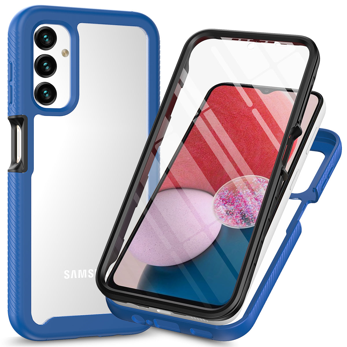 3-in-1 Phone Case for Samsung Galaxy A24 4G Anti-Drop Detachable Phone Case with PET Screen Protector