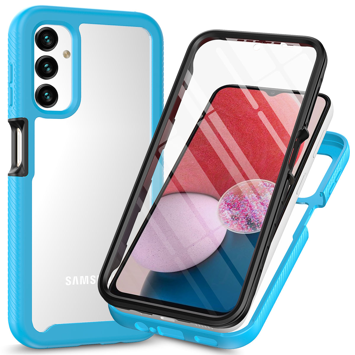 3-in-1 Phone Case for Samsung Galaxy A24 4G Anti-Drop Detachable Phone Case with PET Screen Protector