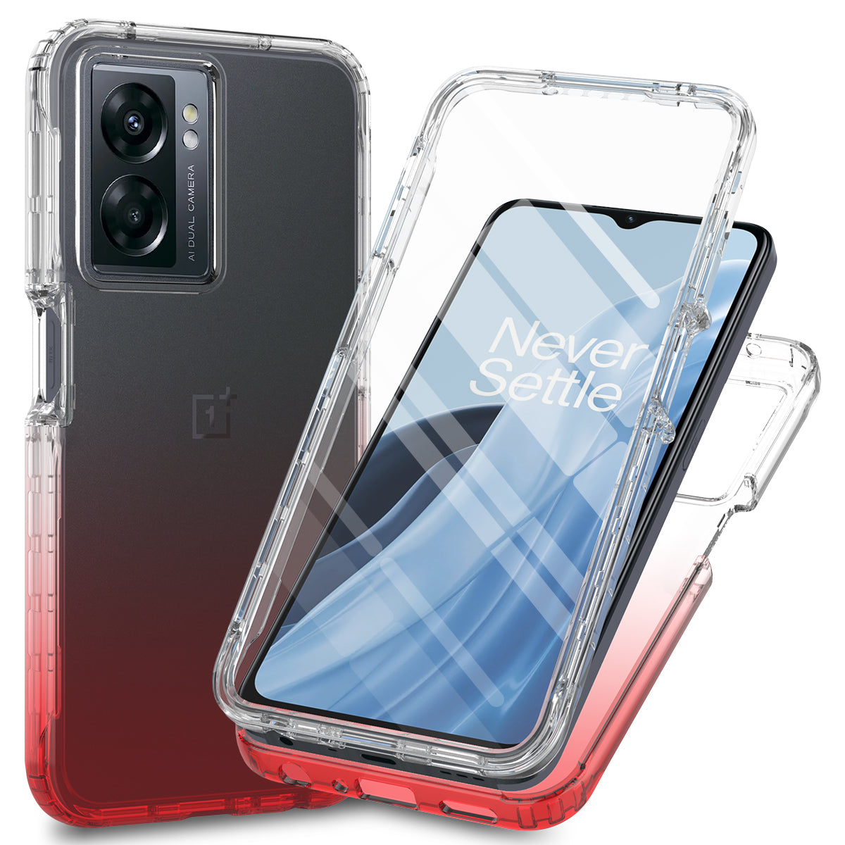 Gradient Phone Case for OnePlus Nord N300 5G / Oppo A57 4G / A57 (2022) 5G / A77 4G / 5G , PC + TPU Protective Cover with PET Film