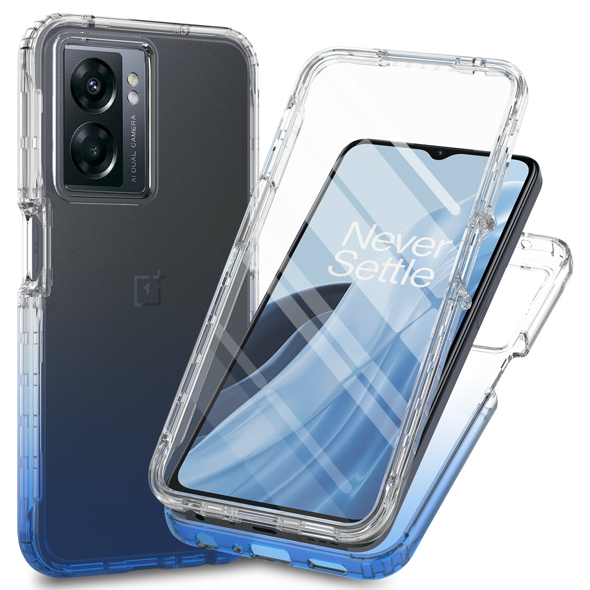 Gradient Phone Case for OnePlus Nord N300 5G / Oppo A57 4G / A57 (2022) 5G / A77 4G / 5G , PC + TPU Protective Cover with PET Film