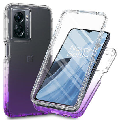 Gradient Phone Case for OnePlus Nord N300 5G / Oppo A57 4G / A57 (2022) 5G / A77 4G / 5G , PC + TPU Protective Cover with PET Film