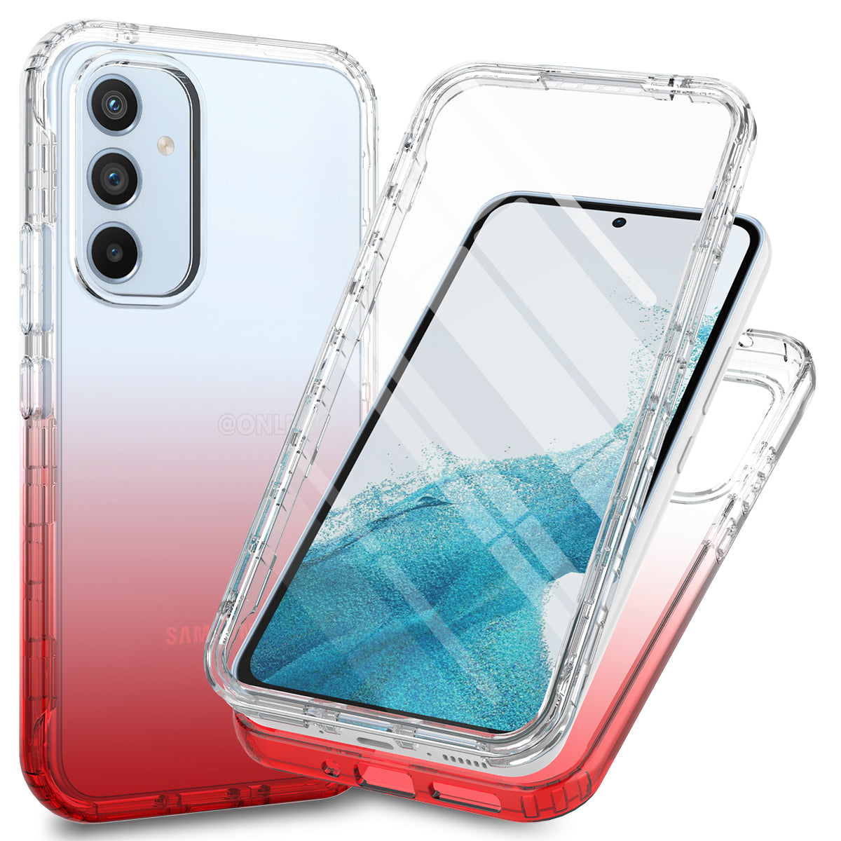 Gradient Color PC TPU Case for Samsung Galaxy A54 5G Shockproof Case with PET Screen Protector