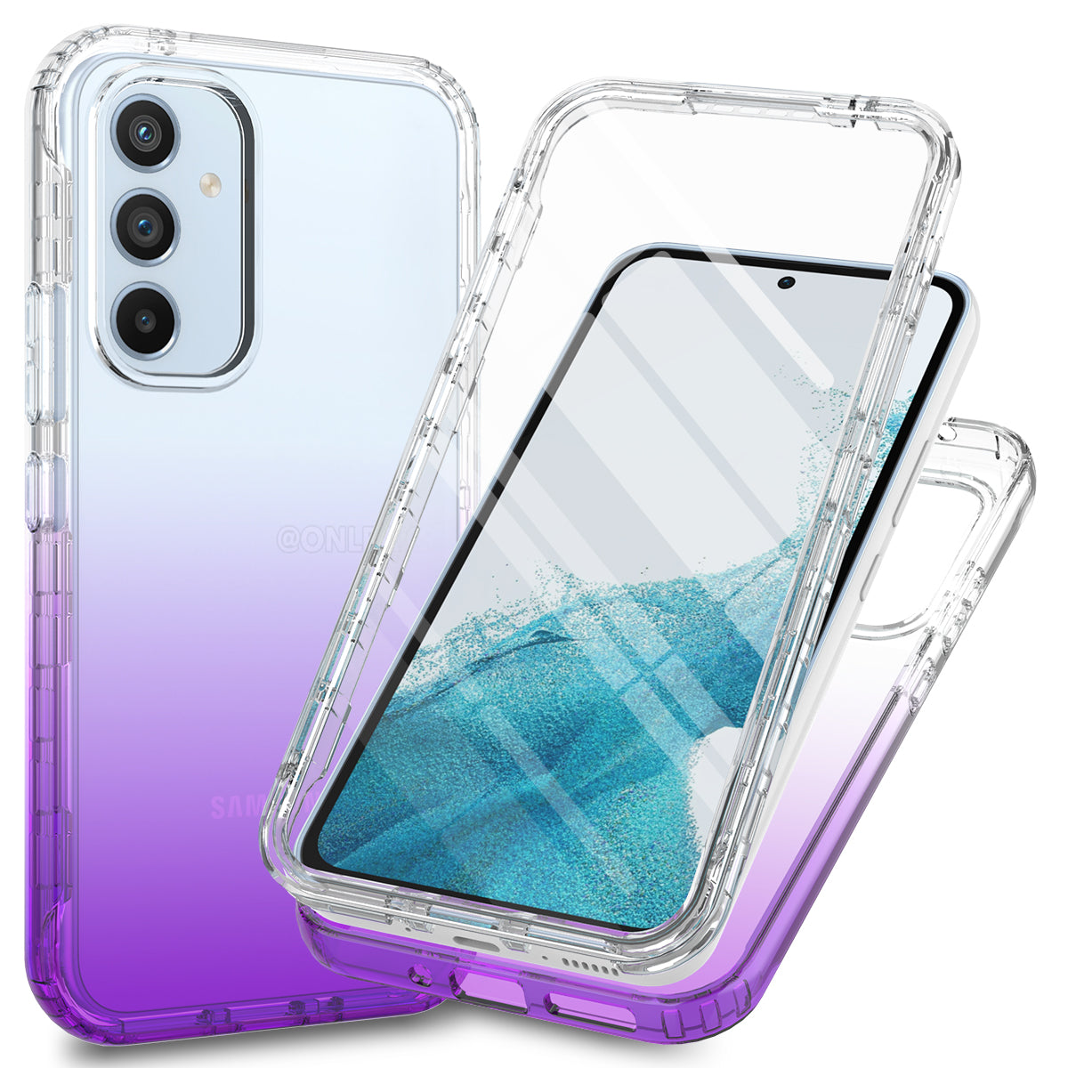 Gradient Color PC TPU Case for Samsung Galaxy A54 5G Shockproof Case with PET Screen Protector