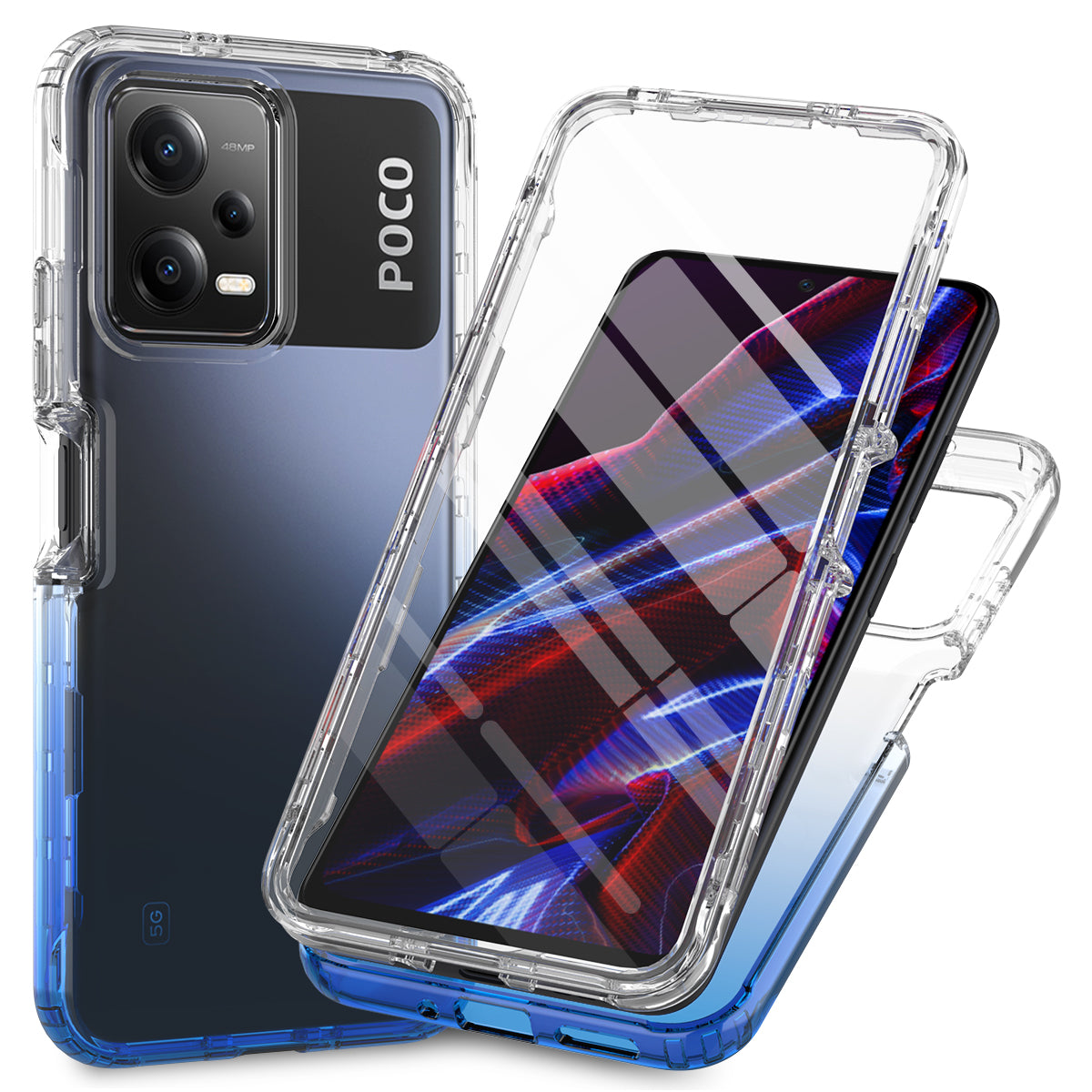 PC + TPU Phone Case for Xiaomi Redmi Note 12 5G (China) / (India) / (Global) / Poco X5 5G , Drop Protection Gradient Cover with PET Film