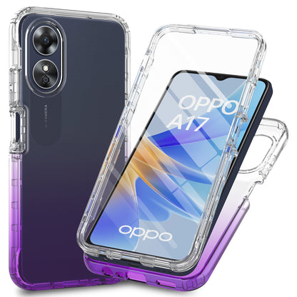 For Oppo A17 4G Gradient Phone Case PC + TPU Full Body Protective Cover with PET Screen Protector