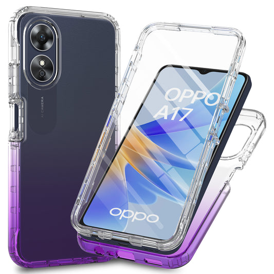 For Oppo A17 4G Gradient Phone Case PC + TPU Full Body Protective Cover with PET Screen Protector