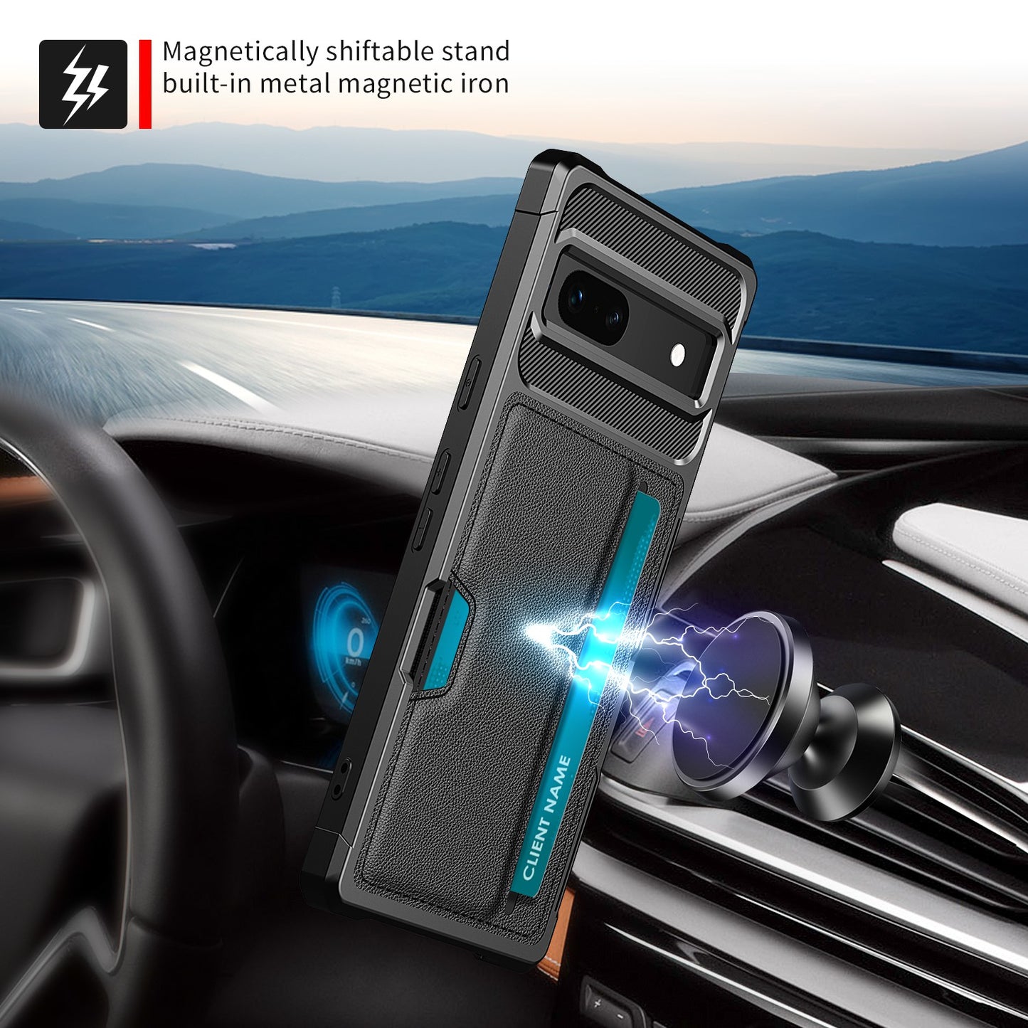 For Google Pixel 7a Phone Case ZM02 PU Leather Coated TPU Shockproof Case with Card Slot Holder Cover