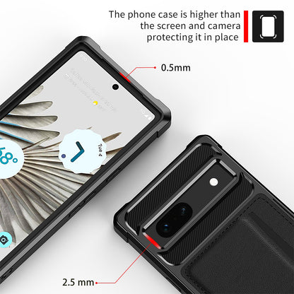 For Google Pixel 7a Phone Case ZM02 PU Leather Coated TPU Shockproof Case with Card Slot Holder Cover