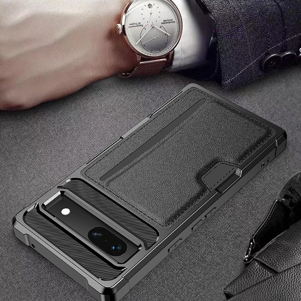 For Google Pixel 7a Phone Case ZM02 PU Leather Coated TPU Shockproof Case with Card Slot Holder Cover