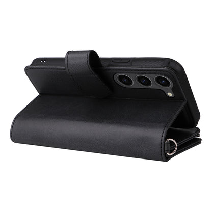 KT Multi-functional Series-4 Leather Phone Case for Samsung Galaxy S23+ , Wallet Stand Zipper Detachable Magnetic Cover