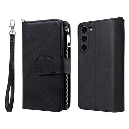 KT Multi-functional Series-4 Leather Phone Case for Samsung Galaxy S23+ , Wallet Stand Zipper Detachable Magnetic Cover