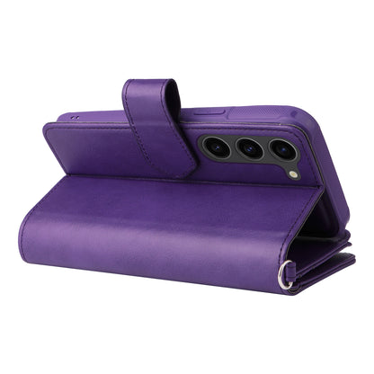 KT Multi-functional Series-4 Leather Phone Case for Samsung Galaxy S23+ , Wallet Stand Zipper Detachable Magnetic Cover