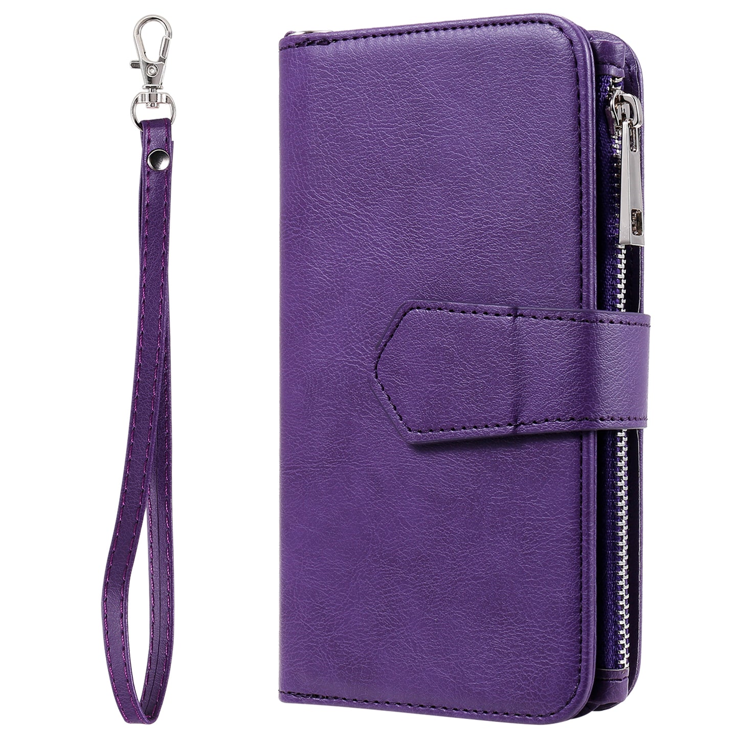KT Multi-functional Series-4 Leather Phone Case for Samsung Galaxy S23+ , Wallet Stand Zipper Detachable Magnetic Cover