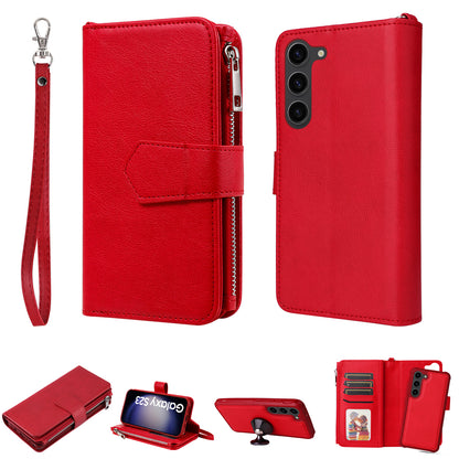 KT Multi-functional Series-4 Leather Phone Case for Samsung Galaxy S23+ , Wallet Stand Zipper Detachable Magnetic Cover