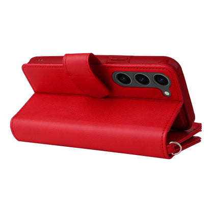 KT Multi-functional Series-4 Leather Phone Case for Samsung Galaxy S23+ , Wallet Stand Zipper Detachable Magnetic Cover