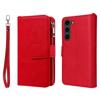 KT Multi-functional Series-4 Leather Phone Case for Samsung Galaxy S23+ , Wallet Stand Zipper Detachable Magnetic Cover