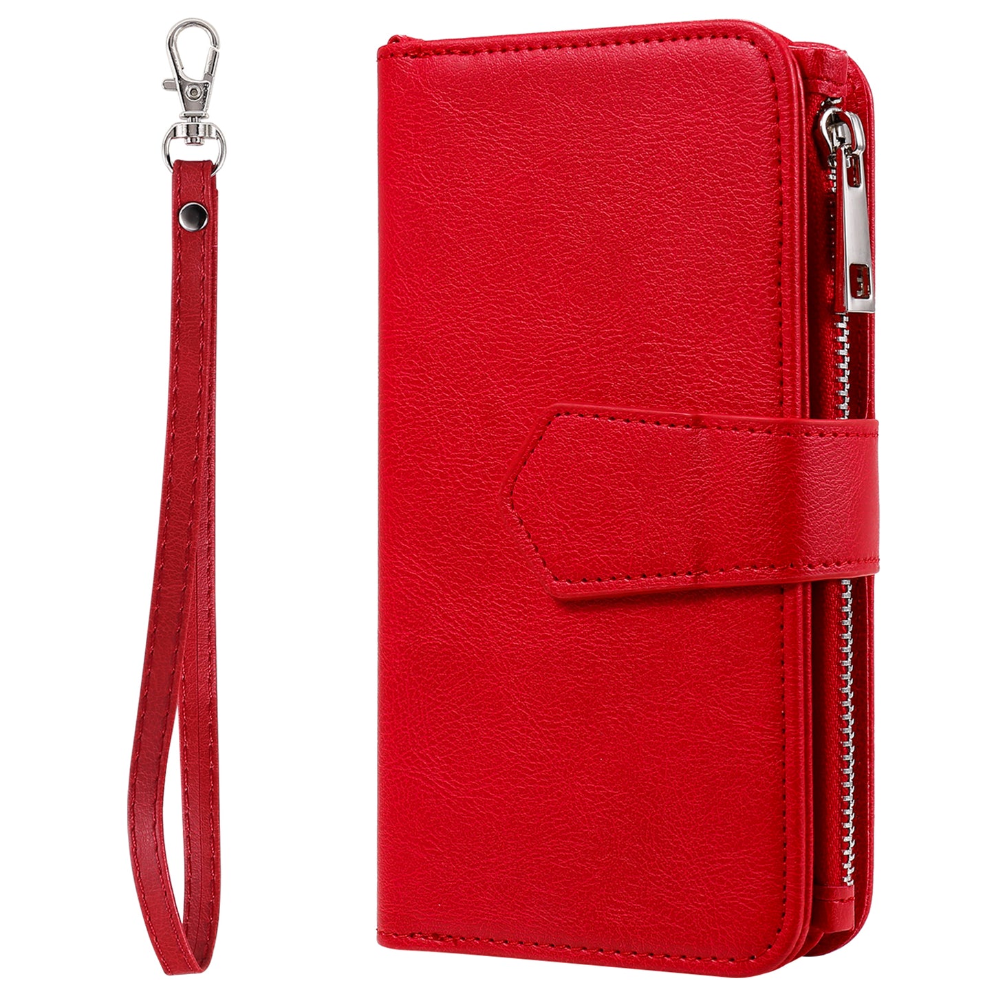 KT Multi-functional Series-4 Leather Phone Case for Samsung Galaxy S23+ , Wallet Stand Zipper Detachable Magnetic Cover