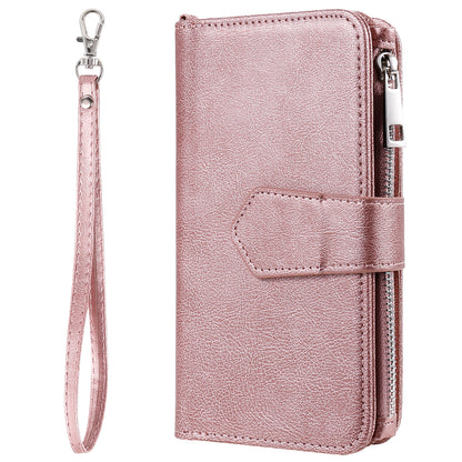KT Multi-functional Series-4 Leather Phone Case for Samsung Galaxy S23+ , Wallet Stand Zipper Detachable Magnetic Cover