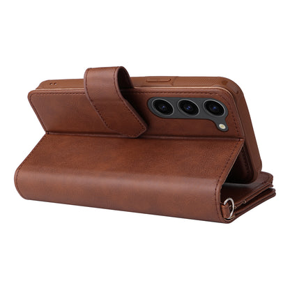 KT Multi-functional Series-4 Leather Phone Case for Samsung Galaxy S23+ , Wallet Stand Zipper Detachable Magnetic Cover