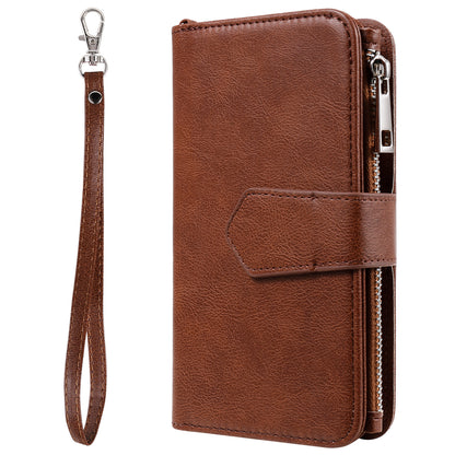 KT Multi-functional Series-4 Leather Phone Case for Samsung Galaxy S23+ , Wallet Stand Zipper Detachable Magnetic Cover