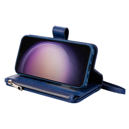 KT Multi-functional Series-4 Leather Phone Case for Samsung Galaxy S23+ , Wallet Stand Zipper Detachable Magnetic Cover