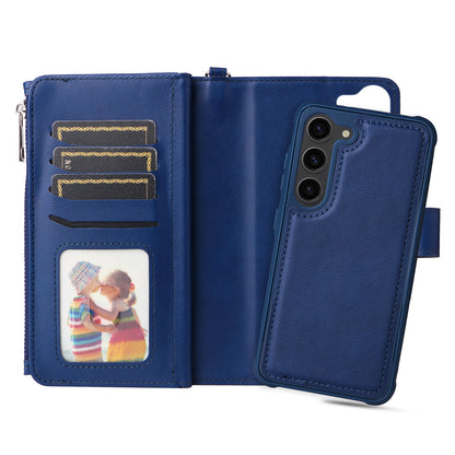 KT Multi-functional Series-4 Leather Phone Case for Samsung Galaxy S23+ , Wallet Stand Zipper Detachable Magnetic Cover