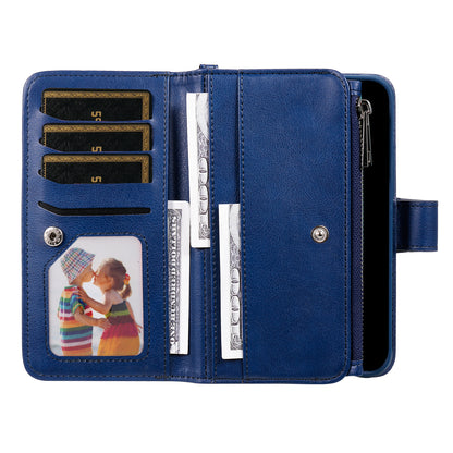 KT Multi-functional Series-4 Leather Phone Case for Samsung Galaxy S23+ , Wallet Stand Zipper Detachable Magnetic Cover