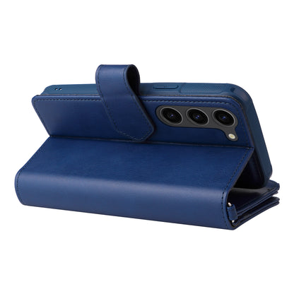 KT Multi-functional Series-4 Leather Phone Case for Samsung Galaxy S23+ , Wallet Stand Zipper Detachable Magnetic Cover
