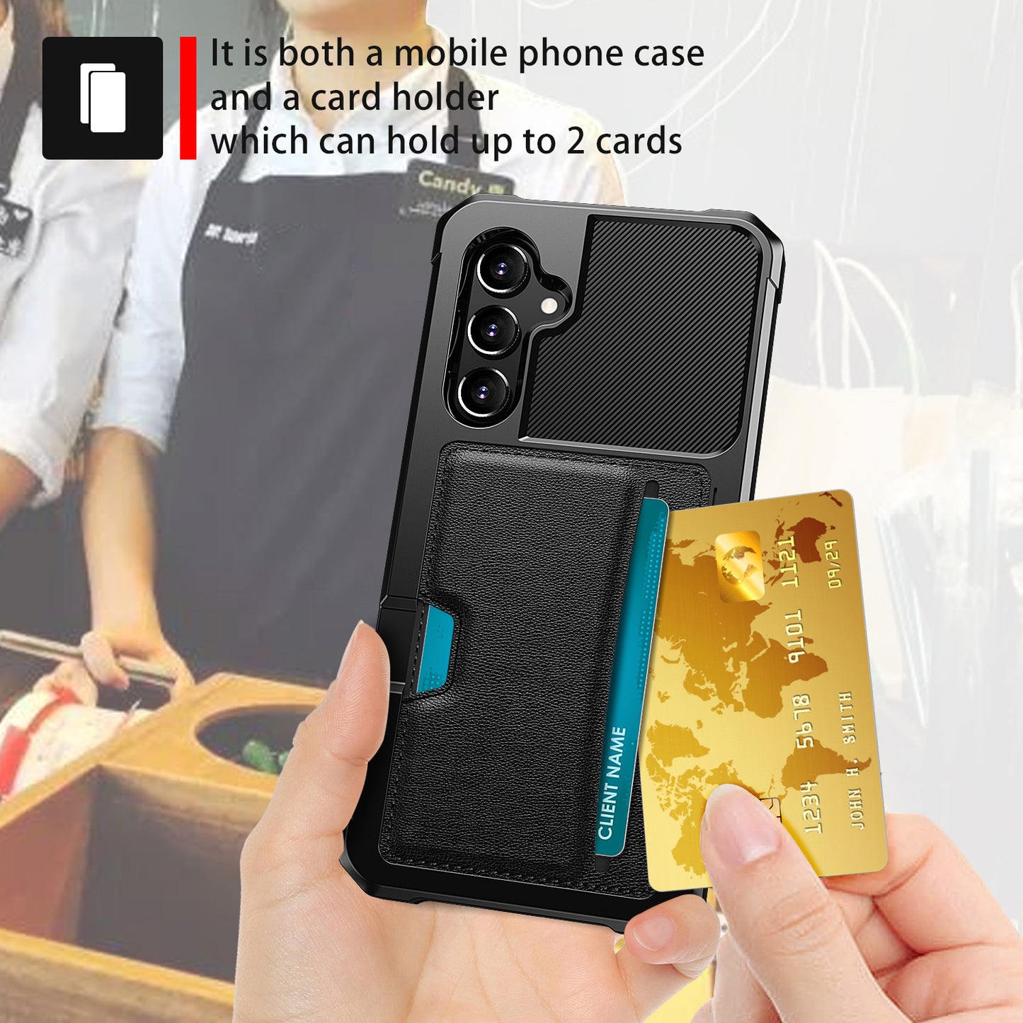 For Samsung Galaxy A34 5G Case ZM02 PU Leather Coated Protective Case Card Slot TPU Phone Shell