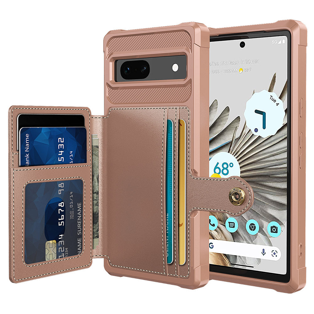 ZM03 For Google Pixel 7a PU Leather Coated TPU Case Card Holder Kickstand Phone Cover