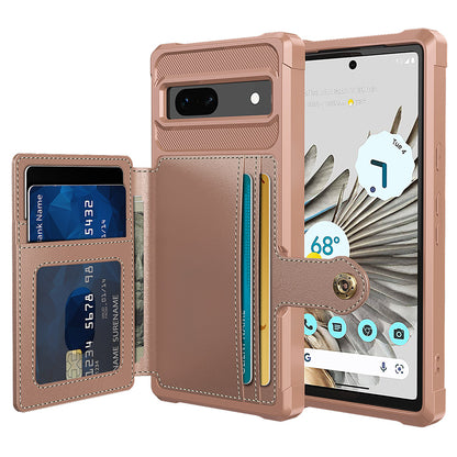 ZM03 For Google Pixel 7a PU Leather Coated TPU Case Card Holder Kickstand Phone Cover