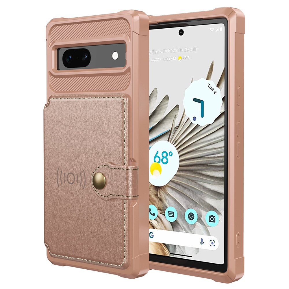 ZM03 For Google Pixel 7a PU Leather Coated TPU Case Card Holder Kickstand Phone Cover