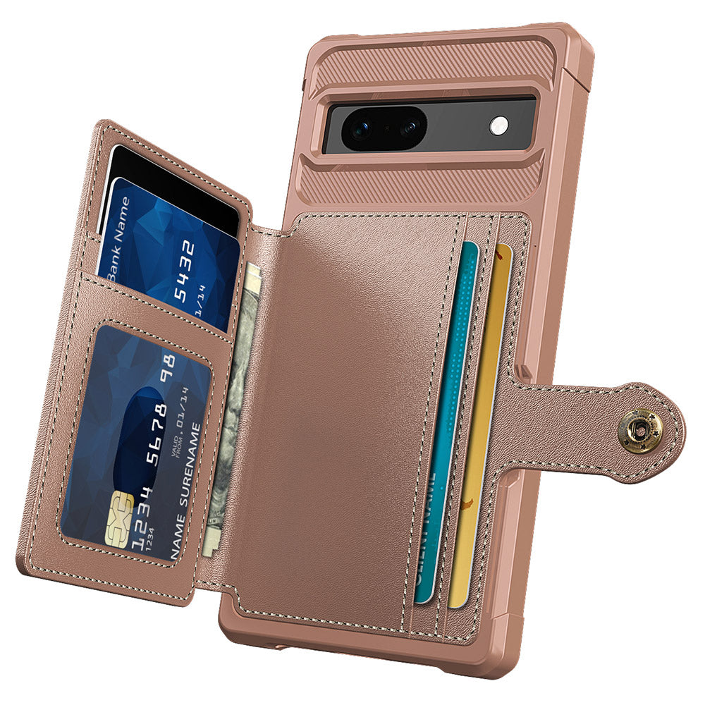 ZM03 For Google Pixel 7a PU Leather Coated TPU Case Card Holder Kickstand Phone Cover