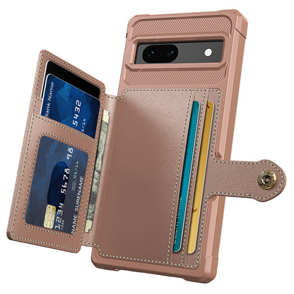 ZM03 For Google Pixel 7a PU Leather Coated TPU Case Card Holder Kickstand Phone Cover