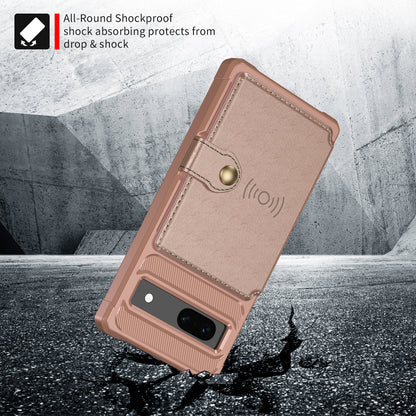 ZM03 For Google Pixel 7a PU Leather Coated TPU Case Card Holder Kickstand Phone Cover