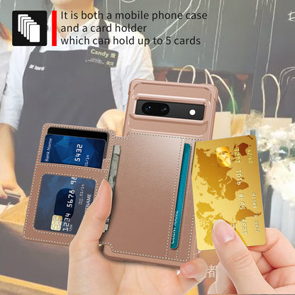 ZM03 For Google Pixel 7a PU Leather Coated TPU Case Card Holder Kickstand Phone Cover