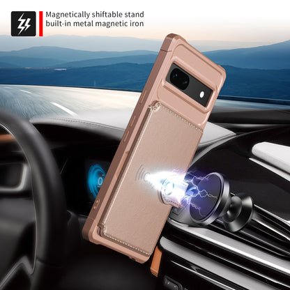 ZM03 For Google Pixel 7a PU Leather Coated TPU Case Card Holder Kickstand Phone Cover