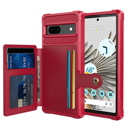 ZM03 For Google Pixel 7a PU Leather Coated TPU Case Card Holder Kickstand Phone Cover