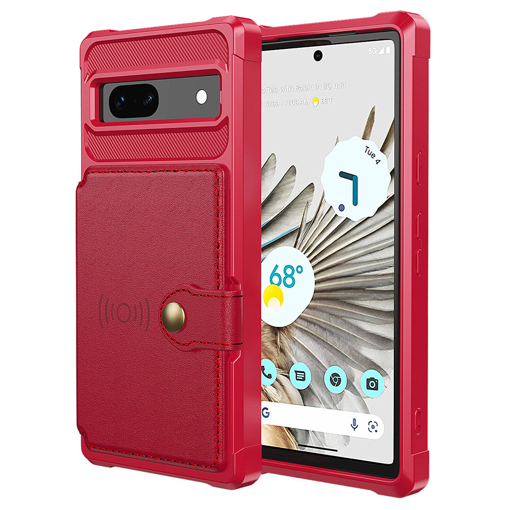 ZM03 For Google Pixel 7a PU Leather Coated TPU Case Card Holder Kickstand Phone Cover